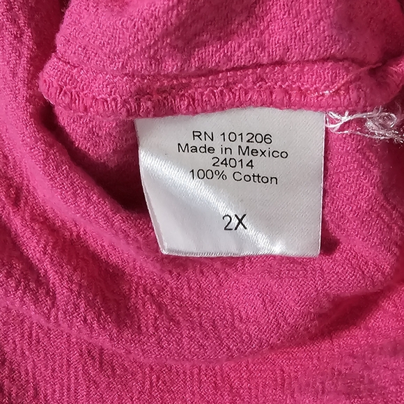 Soft Surroundings | Fuchsia Pink 3/4 Sleeve Cotton Blouse - Picture 4 of 9